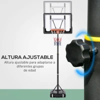 HOMCOM Canasta de Baloncesto con Altura Ajustable 206-260 cm Aro de Baloncesto con Ruedas y Base Rellenable Negro(m-4)