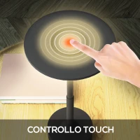 HOMCOM Lampada Senza Filo Touch Luce LED 3 Tonalità e Batteria Ricaricabile, Ø13x28.5cm, Nero(m-6)