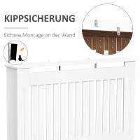 HOMCOM Heizkörperverkleidung Heizkörper, MDF, modernes Design, 112 cm x 19 cm x 81 cm, Weiß(m-6)