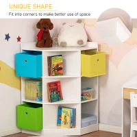 HOMCOM 3 Tier Kids Bookcase Toy Organiser Storage w/ 3 Fabric Drawers, White(m-4)