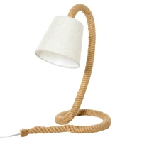 HOMCOM Lampada da Tavolo Stile Marinaro in Corda, Tessuto e Metallo, 29.5x21x43.5 cm, Beige(m-1)