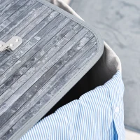 HOMCOM Wäschekorb schmal mit Deckel 72L Wäschesammler mit Griff, herausnehmbarer Wäschesack, Wäschebox für Waschküche Schlafzimmer Badezimmer, Grau(m-9)