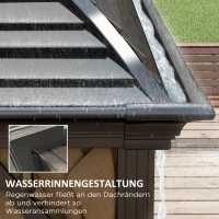 Outsunny Pawilon Ogrodowy, Namiot Imprezowy, Festynowy, 4 x Podwójne Ściany Boczne, Wodoodporny, 2 Haki na Latarnie, ok. 4 x 3 x 2,8 m, Brązowy(m-7)