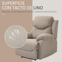 HOMCOM Sillón Relax Reclinable Manual con Reposabrazos y Reposapiés Carga 150 kg para Salón Dormitorio Beige(m-5)