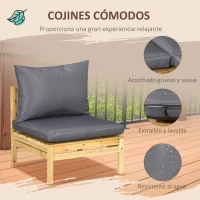 Outsunny Conjunto de Muebles de Jardín de Madera 5 Piezas 4 Módulos de Sofá con Cojines y Mesa de Centro para Exterior Natural(m-5)