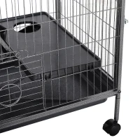 Pawhut Cage pour rongeurs Multifonction 4 Plateformes 3 rampes 4 Portes dim. 80L x 52l x 128H cm métal Gris argenté Noir(m-9)