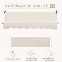 Outsunny Store banne Manuel rétractable 4L x 1,2l m Auvent Téléscopique sans Perçage Inclinaison et Hauteur réglable Installation Rapide métal alu Polyester Anti-UV kaki(m-4)