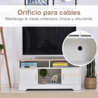 HOMCOM Mueble para Televisor Mesa para TV de Salón con Gran Espacio de Almacenaje con Estantes Abiertos 105x40x52 cm Blanco(m-5)