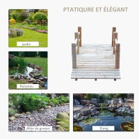 Outsunny Pont de Jardin - Pont de Bassin - passerelle en Bois avec Balustrade - Décoration du Jardin dim. 152,5L x 67l x 48H cm - Bois de Sapin(m-4)