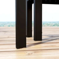 Outsunny Terrassenmöbel-Set, 3-teilig, 2 Bänke & 1 Tisch, Metallrahmen, Holzoptik, Grau(m-7)