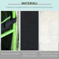 Outsunny Tenda Idroponica in Oxford 600D con 5 Prese d'Aria Regolabili e Finestra, Serra Idroponica per Coltivazione con Foro per Cavi da Interno, 80x80x160 cm, Nero(m-6)