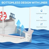 Outsunny Wooden Kids Sandpit, Children Sandbox w/ UV Protection Canopy, for Ages 3-8 Years - Blue(m-5)