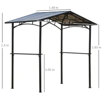 Outsunny 8ft x 5ft Outdoor BBQ Protective Gazebo Tent Aluminium Steel Frame w/ 2 Shelves Hardtop Roof Canopy Ground Stakes Safe Cooking(m-3)