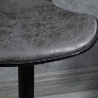 HOMCOM Kitchen Stools Set of 2 Leather Upholstered 61-81cm Adjustable Height Counter Bar Stools with Back, Dark Grey(m-8)