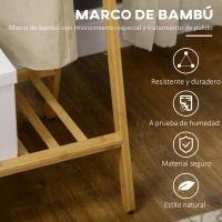 HOMCOM Perchero de Pie de Bambú con Estante para Zapatos 2 Barras y 2 Ganchos para Dormitorio Entrada 74x42x150 cm Natural(m-5)