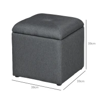 HOMCOM Pouf Contenitore Imbottito in Tessuto Teddy Morbido per Salotto e Camera, 39x39x39cm, Grigio(m-3)