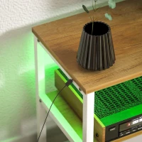 HOMCOM Mueble de TV con Luces LED Control Remoto Extensión para Cargar 2 Compartimentos para Televisión de 65 Pulgadas Natural(m-7)