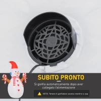 HOMCOM Pupazzo di Neve Gonfiabile 240cm, Decorazione Natalizia per Esterno con Luci a LED in Poliestere Impermeabile IP44(m-6)