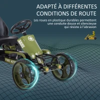 HOMCOM Vélo et véhicule pour Enfants Kart à pédales siège réglable Frein Manuel Roues AR EVA Acier Vert Noir(m-7)