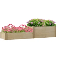 Outsunny Jardinière potager de jardin bac à fleurs en bois avec fond ouvert bois de sapin dim. 222L x 63L x 48Hcm bois naturel(m-10)
