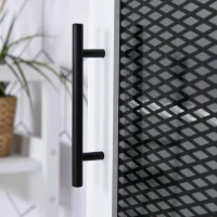 HOMCOM 6-Tier Bathroom Floor Cabinet, Tall Free Standing Cupboard with 2 Patterned Glass Doors for Kitchen, Hallway, Living Room(m-9)