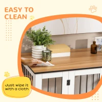 PawHut Dog Crate Furniture, Dog Cage End Table, with Wheels, for Large Dogs, 106 x 60 x 82 cm  - White(m-8)