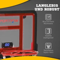 SPORTNOW Basketballkorb mit elektronischer Punkteanzeige, für Wand- und Türmontage, inkl. Basketball, Ballpumpe(m-5)
