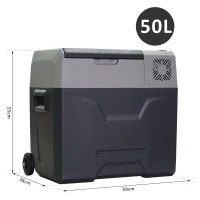 HOMCOM Glacière-congélateur portable Glacière à compression Glacière électrique froid -20°C 50 L 12 V et 230 V prise alume-cigare + adaptateur inclus gris noir(m-3)