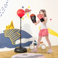 HOMCOM Kids Punching Bag with Stand, Free Standing Boxing Bag Set, Speed Bag with Speedball Adjustable Height from 122cm to 154cm for Ages 8-10 Years(m-2)
