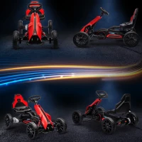 HOMCOM 12V Electric Go-Kart for Kids, Ride-On Racing Go-Kart, with Forward and Reversing Functions, for Ages 3-8 Years - Red(m-8)