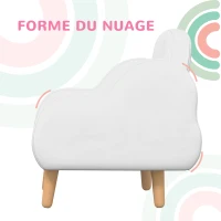 ZONEKIZ Fauteuil pour enfant design scandinave nuage grand confort avec piètement inclinés et tissu 46 x 51 x 55 cm blanc(m-4)