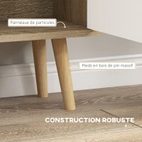 HOMCOM Bibliothèque scandinave meuble de rangement dim. 80L x 23,5l x 123H cm 5 niches placard 2 portes pieds effilés inclinés(m-5)