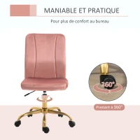 Vinsetto Lot de 2 chaises de bureau design contemporain fauteuil pivotant dossier incurvé hauteur réglable revêtement velours(m-6)