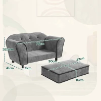 PawHut Canapé pour chien dossier capitonné au toucher velours néerlandais housse de coussin lavable 74 x 41 x 32,5 cm gris(m-3)