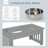 PawHut Raised Dog Feeding Bowls with Stand, Stainless Steel for  Extra Small and Small Dog, 44L x 24W x 15H cm - Grey(m-5)