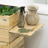 Outsunny Hochbeet mit Klapptisch und Stauraum, lackiertes Massivholz, Innenverkleidung aus Vlies, 105cm x 39,5cm x 105cm(m-7)