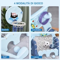 HOMCOM Set Canestro Basket, Golf Giocattolo, Porta da Calcio per Bambini 3-6 Anni con Altezza Regolabile 63-120cm(m-7)