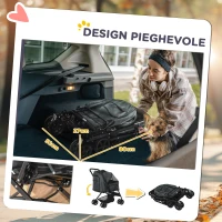 PawHut Passeggino per Cani Piccoli Pieghevole con Maniglione Girevole e Cestino Portaoggetti, 76.5x52x95 cm, Grigio(m-5)