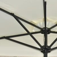 Outsunny Sonnenschirm, Terrassenschirm, halbrund, mit Solarpaneel, 20 LEDs, Handkurbel, beige, 2,70 x 1,35 x 2,40 m(m-8)