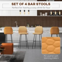HOMCOM Bar Stools Set of 4, Linen-Touch Upholstered Bar Chairs, Kitchen Stools with Backs and Steel Legs for Dining Room, Light Brown(m-4)