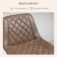 HOMCOM Bar Stools Set of 2, Retro Adjustable Kitchen Stool, Swivel PU Leather Upholstered Bar Chairs with Back, Footrest and Steel Base, Brown(m-7)