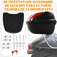 HOMCOM Baúl de Moto Maletero para 1 Casco Integral y 1 Medio Capacidad de 48L Fibra de Carbón Cerradura con 2 Llaves Accesorios 58x44,5x33,5 cm Negro(m-5)