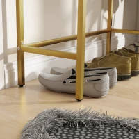 HOMCOM Mesa de Entrada con 2 Cajones y Patas de Acero Antivuelco Mueble de Recibidor para Salón Pasillo 80x31,5x75 cm Blanco(m-9)