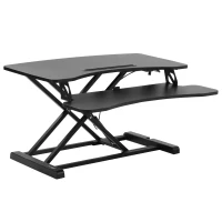 Vinsetto Steh-Sitz Schreibtisch Computertisch Stehpult Standtisch Schreibtisch höhenverstellbar Erhöhung Tischaufsatz ergonomisch Design MDF Metall Schwarz 85 x 71 x 11-50,5 cm(m-1)