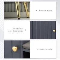 HOMCOM Banco Zapatero para 4 Pares con Compartimento Abierto y Asiento con Cojín para Entrada Pasillo 80x33x49 cm Gris(m-6)
