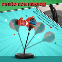 HOMCOM Saco de Boxeo para Niños de +3 Años Altura Ajustable Set de Boxeo Punching Ball con Guantes e Inflador Base Rellenable 33x33x73-109 cm Negro y Rojo(m-6)