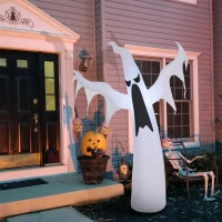 HOMCOM Halloween aufblasbares Gespenst 1,8 m Dekoration mit LEDs IP44 Selbstaufblasender Polyester Weiß 130 x 30 x 180 cm(m-2)