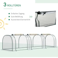 Outsunny Gewächshaus, Treibhaus mit Tür, Frühbeet, Pflanzenhaus, Pflanzenaufzucht, Stahl, Kunststoff, 350 x 100 x 80 cm, Grün(m-6)