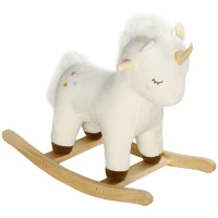 AIYAPLAY Rocking Horse with Unicorn Design, Sounds, for Ages 2-4 Years, White(m-11)