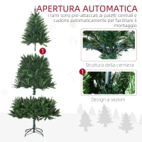 HOMCOM Albero di Natale Artificiale 180cm con 786 Rami, 2 Sezioni e Base in Metallo, Verde(m-7)